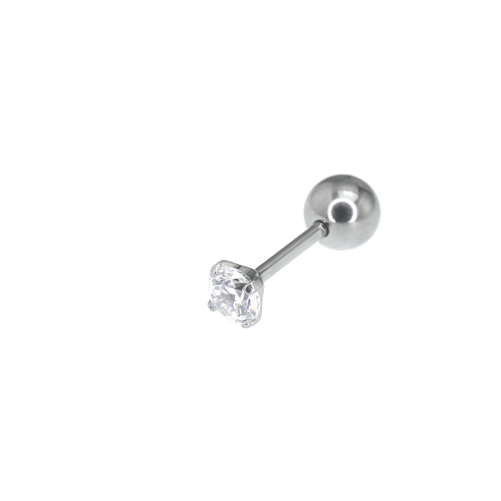 20G Thin Gauge Prong-Set CZ Titanium Ear Studs