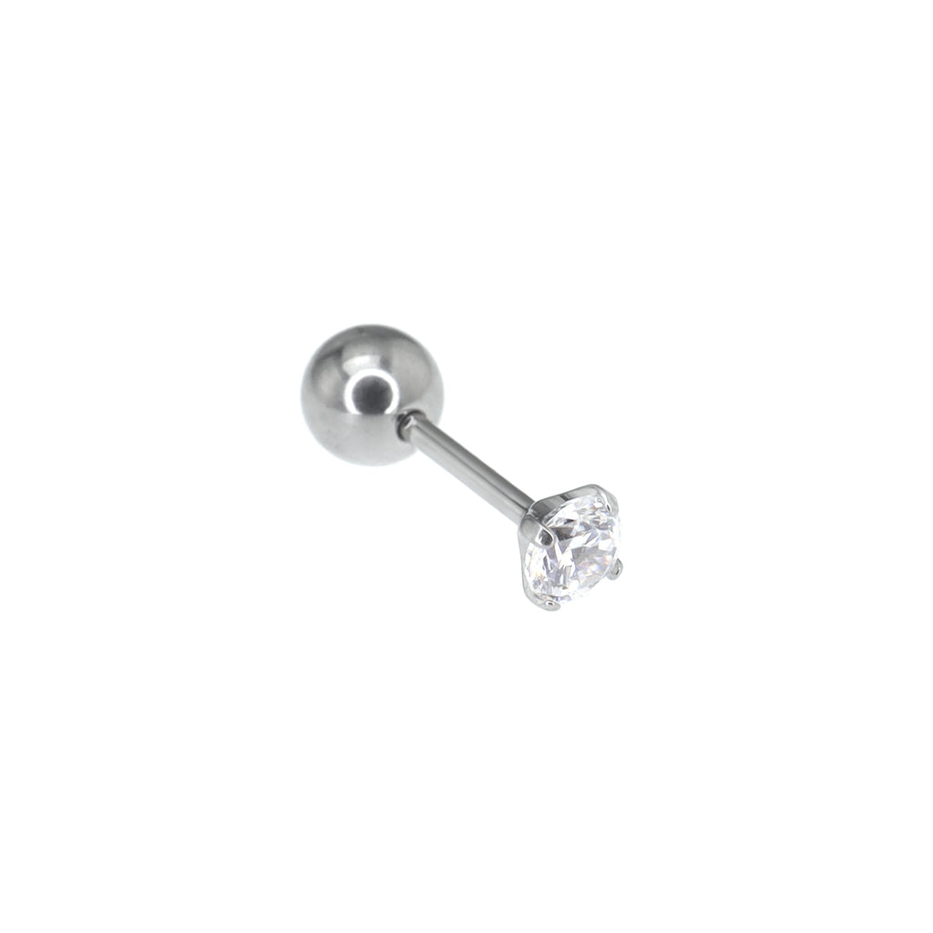 20G Thin Gauge Prong-Set CZ Titanium Ear Studs