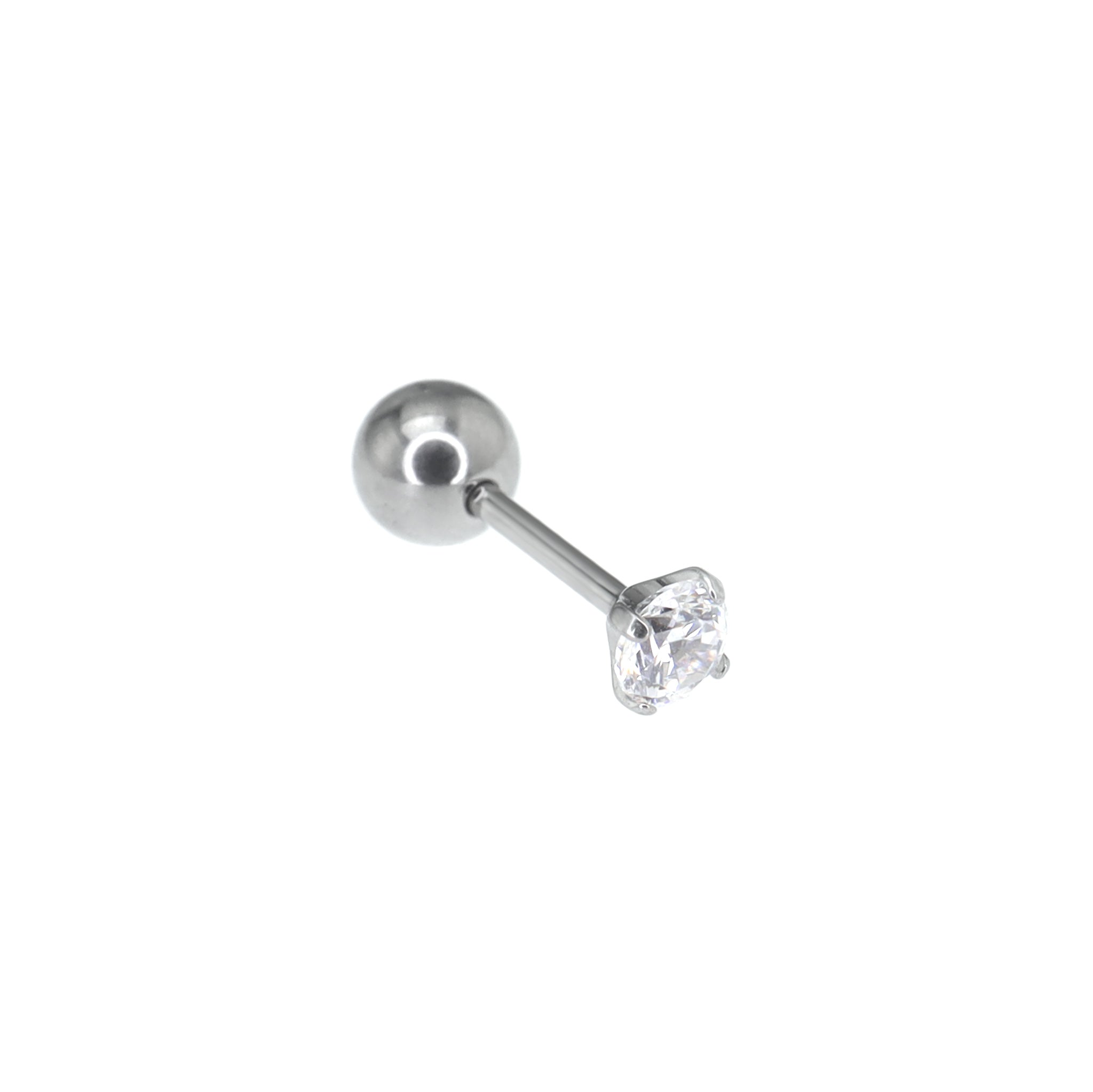 20G Thin Gauge Prong-Set CZ Titanium Ear Studs