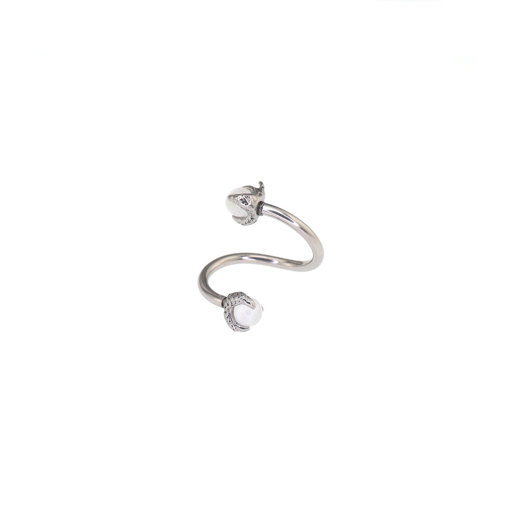 S-Shaped Dragon Claw Cat's Eye Internally Threaded Stainless Steel Lip Ring