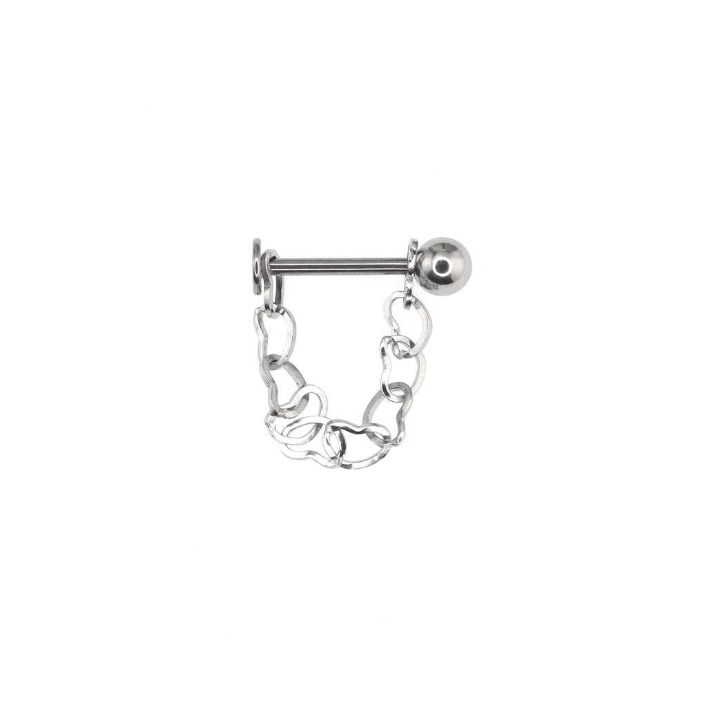Round Chain & Spike stainless steel Lip Ring