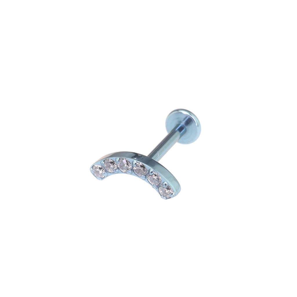 Silver Curved CZ Internally Threaded Titanium Studs