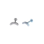 Silver Curved CZ Internally Threaded Titanium Studs