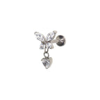 CZ Butterfly & Heart Pendant Titanium Labret Studs
