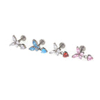 CZ Butterfly & Heart Pendant Titanium Labret Studs