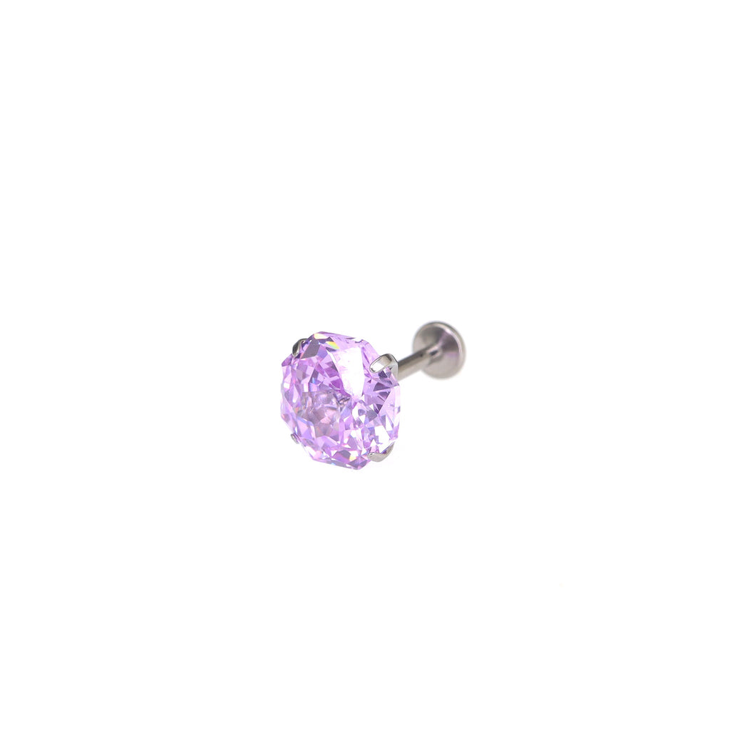 High-Shine Purple & White CZ Bouquet Internally Threaded Titanium Studs