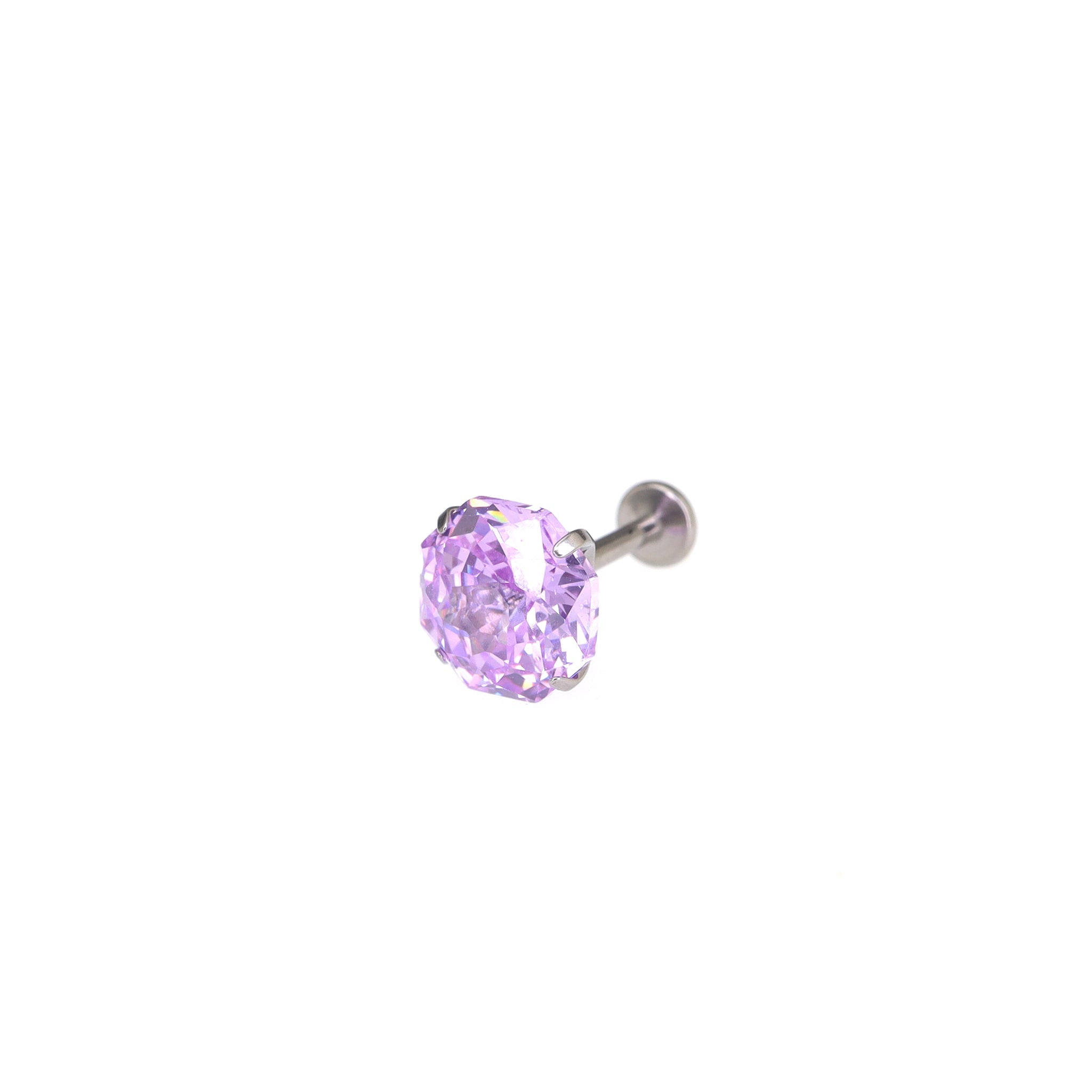 High-Shine Purple & White CZ Bouquet Internally Threaded Titanium Studs