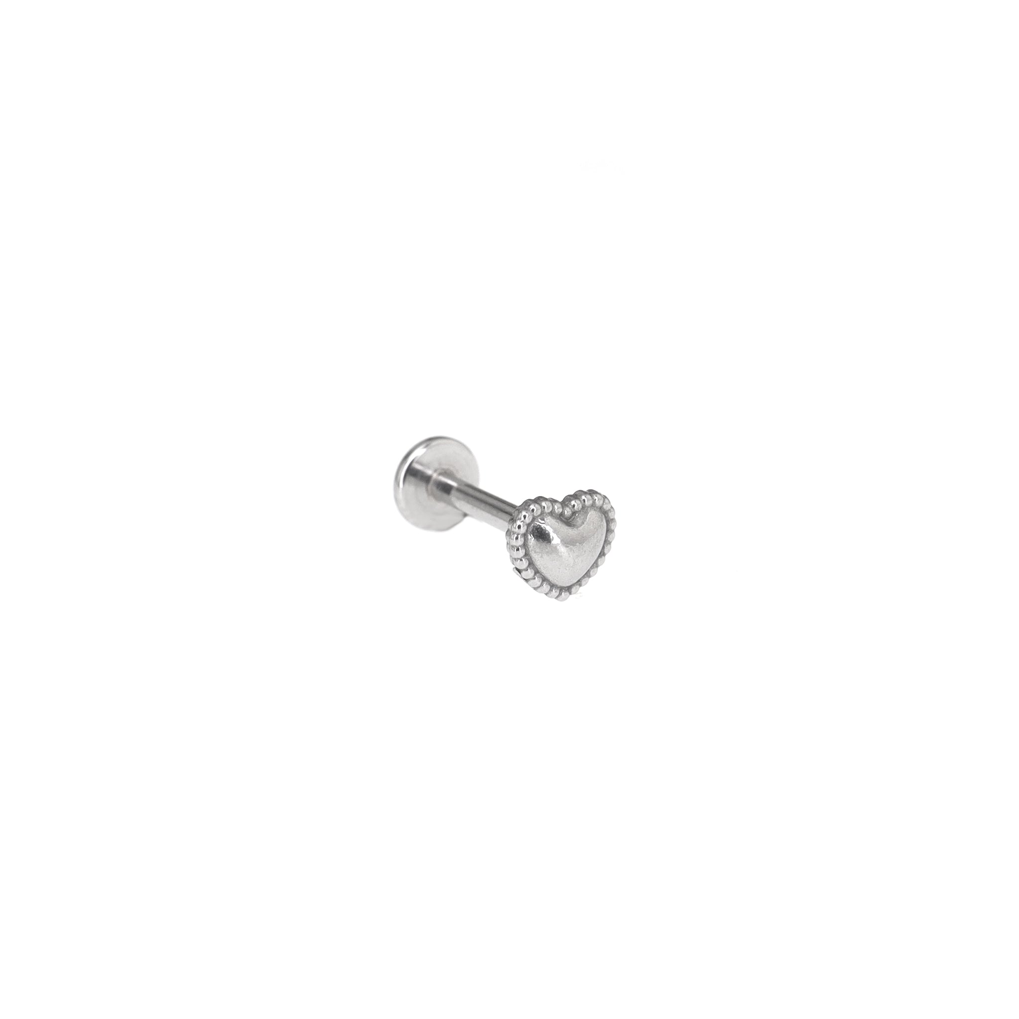 Mini Heart Internally Threaded Stainless Steel Ear Studs