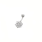 Sterling Silver Openwork Flower Navel Ring