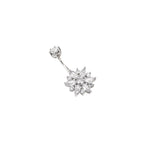 Sterling Silver Openwork Flower Navel Ring