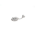 Sterling Silver Openwork Flower Navel Ring