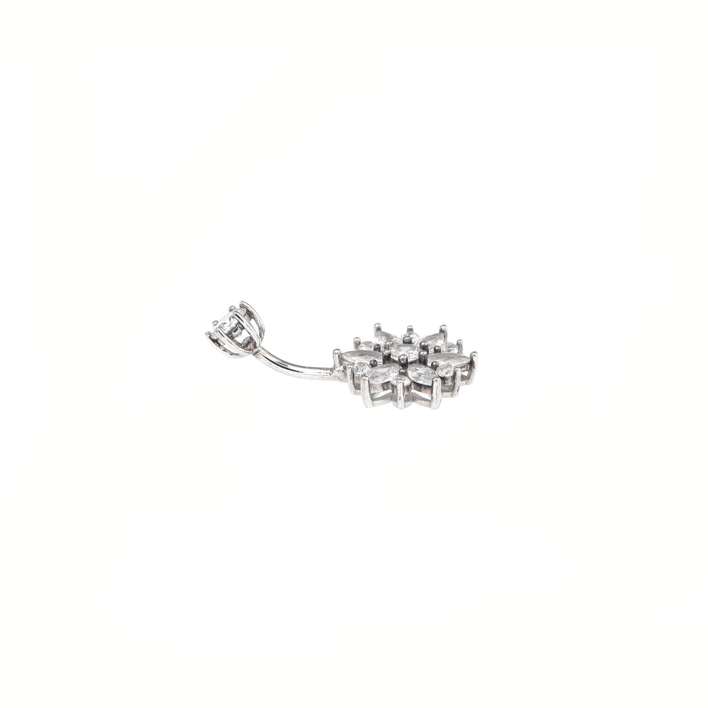 Sterling Silver Openwork Flower Navel Ring