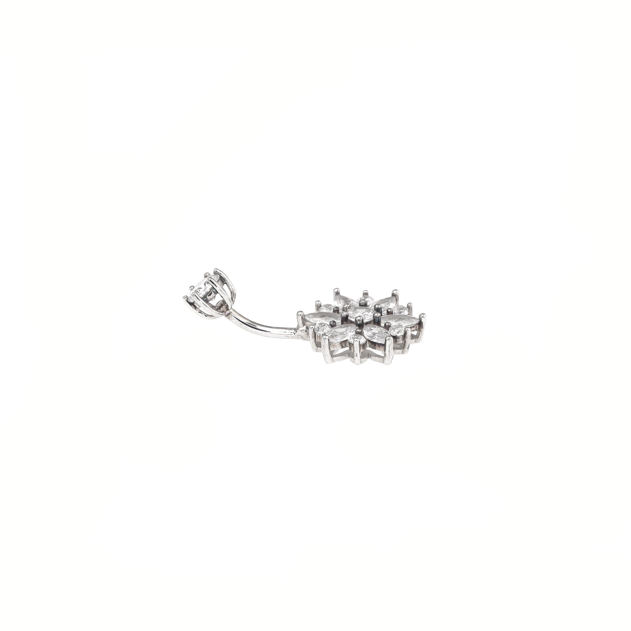 Sterling Silver Openwork Flower Navel Ring