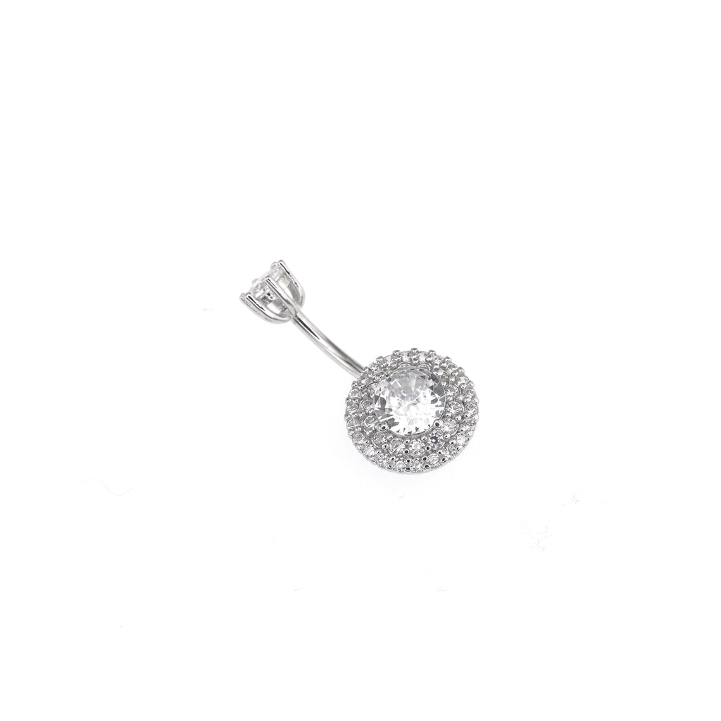Sterling Silver Double Row Crystal Navel Ring