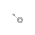 Sterling Silver Double Row Crystal Navel Ring