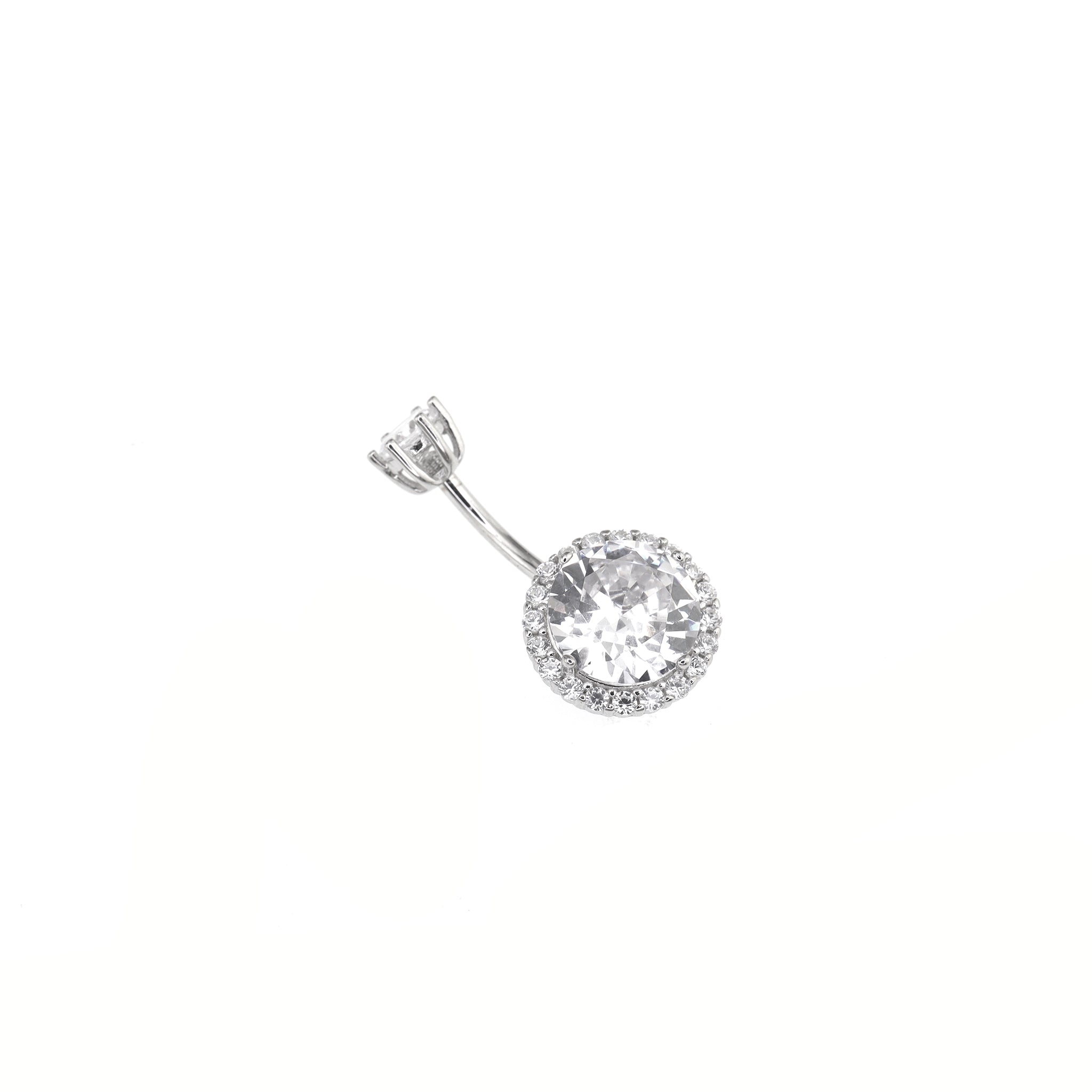 Sterling Silver Single Row Crystal Navel Ring