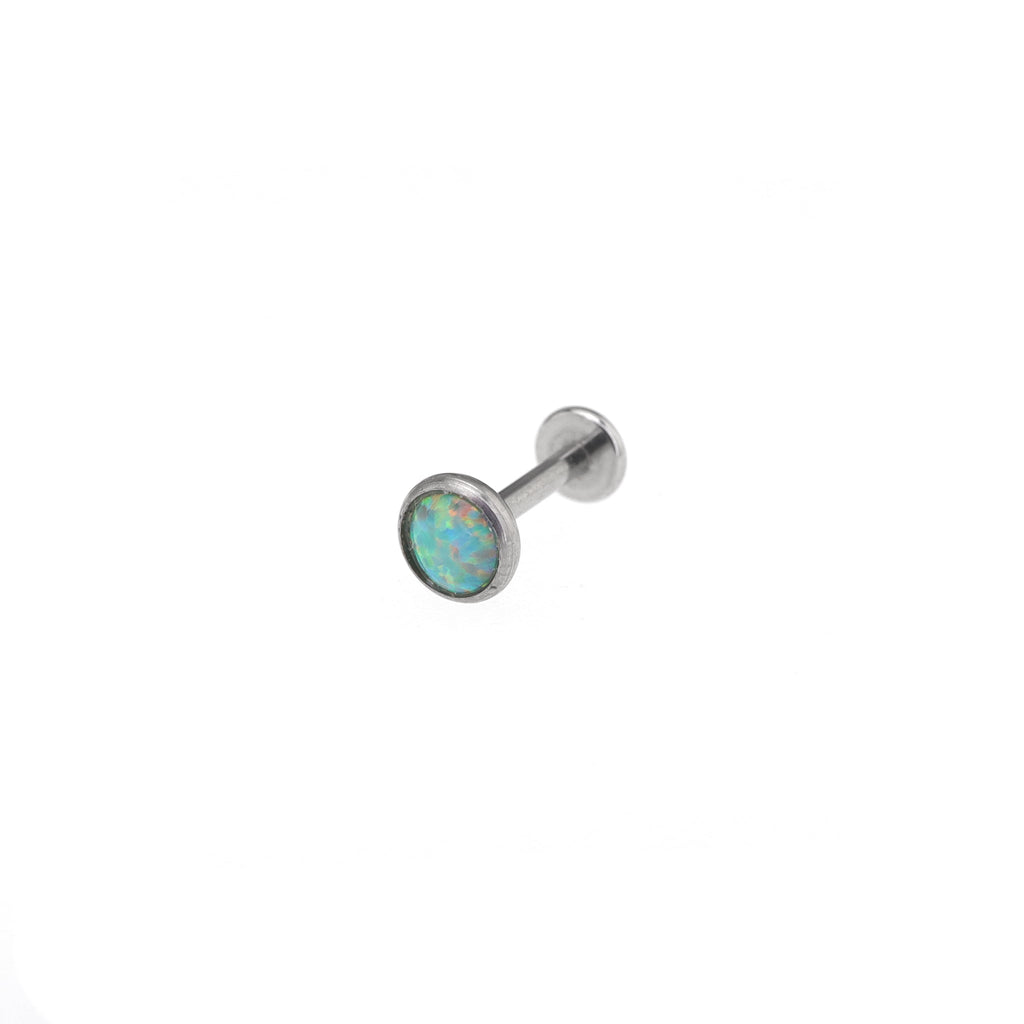 Opal Internal Thread Flat Back Stainless Steel Labret Stud