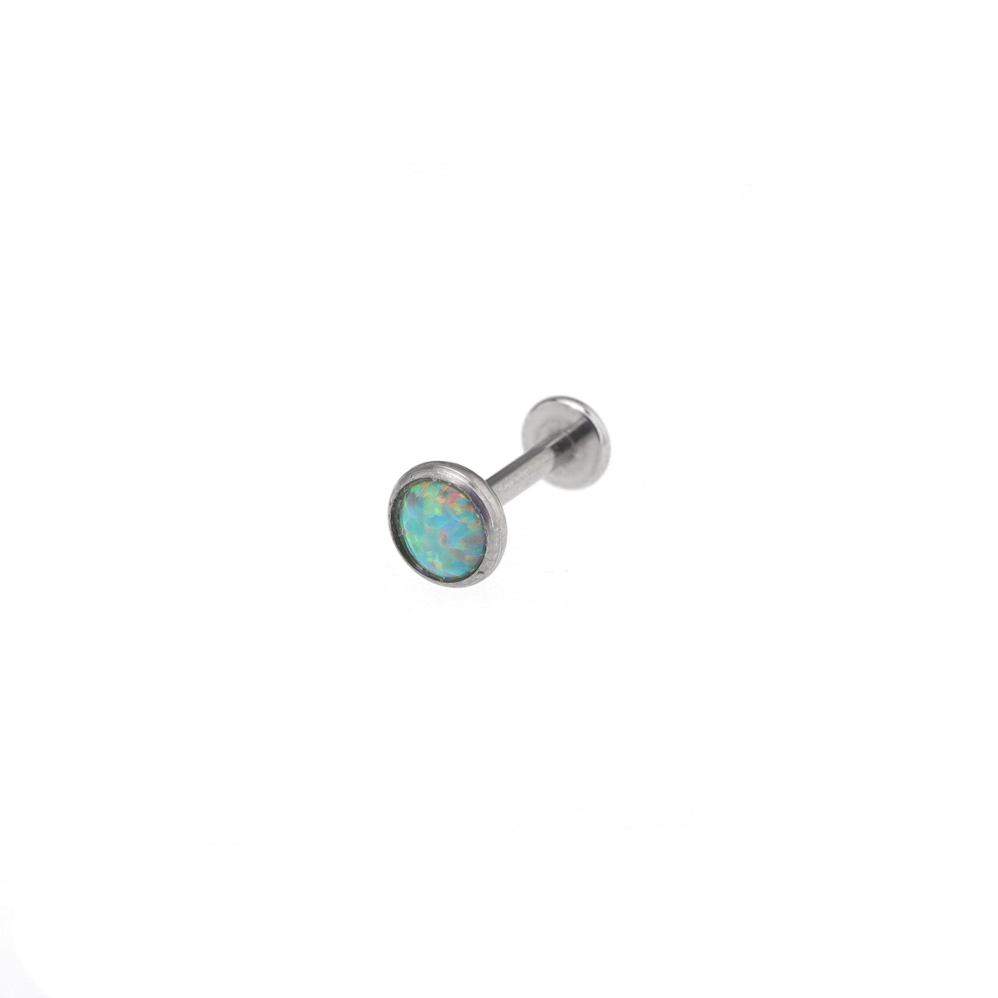 Opal Internal Thread Flat Back Stainless Steel Labret Stud