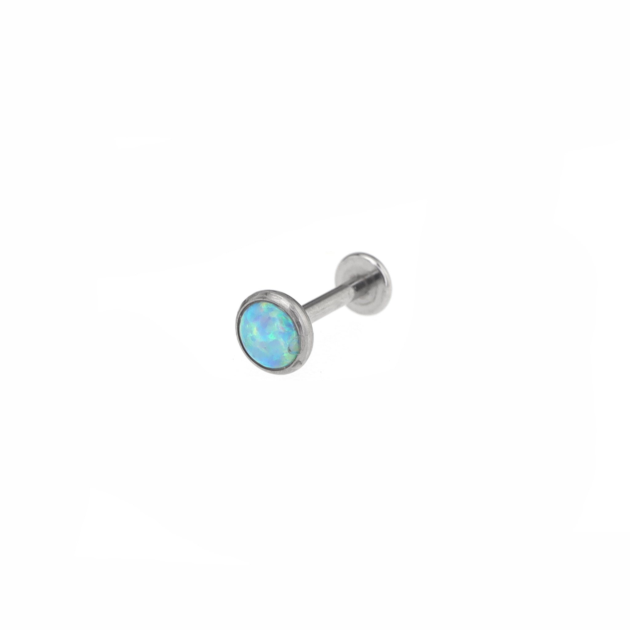 Opal Internal Thread Flat Back Stainless Steel Labret Stud