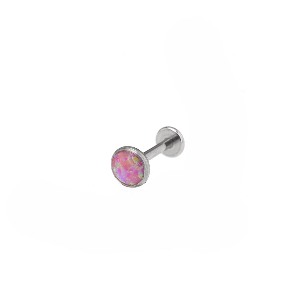 Opal Internal Thread Flat Back Stainless Steel Labret Stud