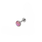 Opal Internal Thread Flat Back Stainless Steel Labret Stud