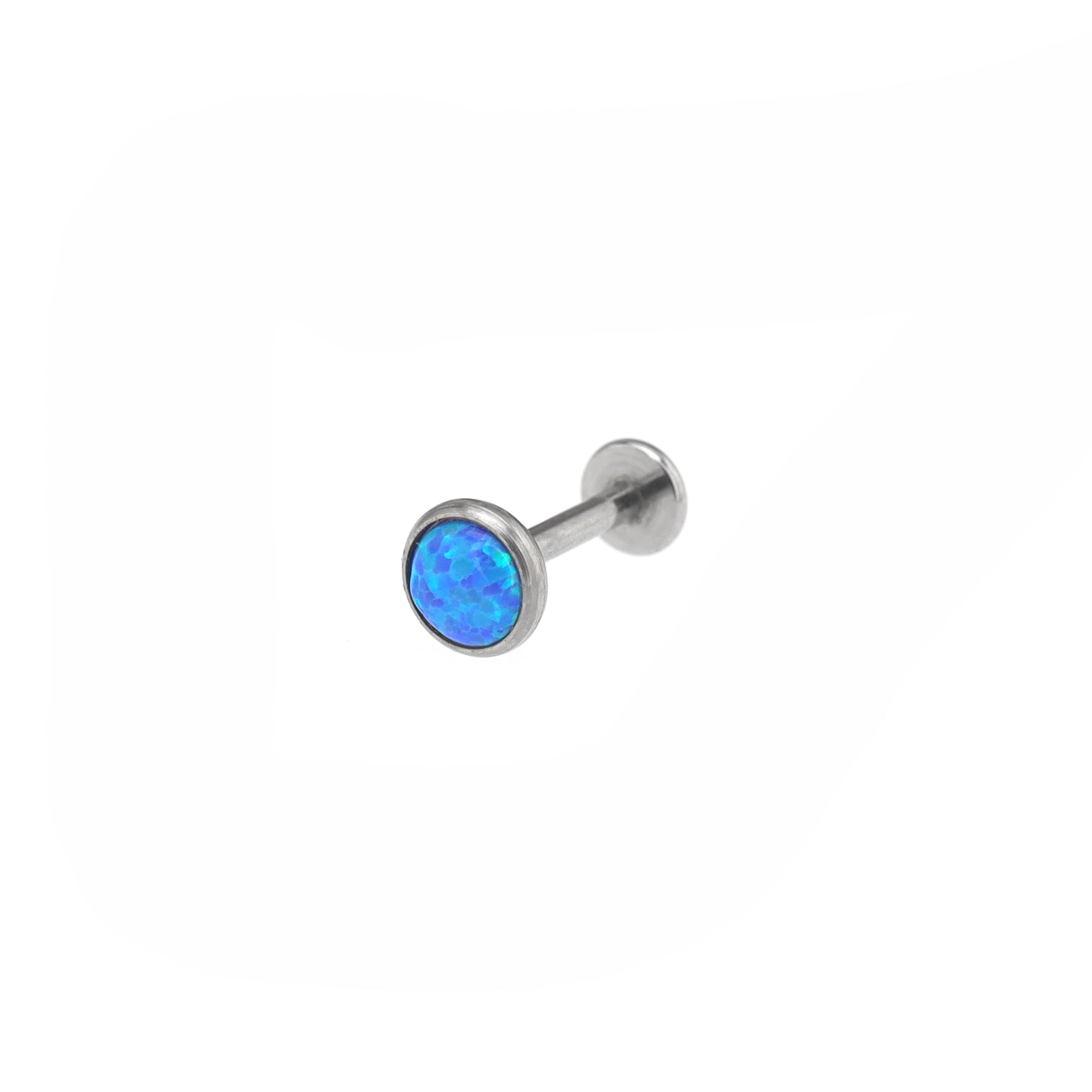 Opal Internal Thread Flat Back Stainless Steel Labret Stud