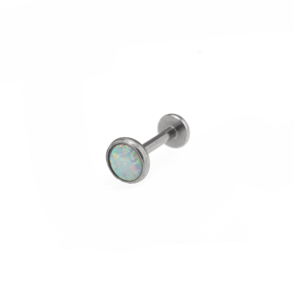 Opal Internal Thread Flat Back Stainless Steel Labret Stud