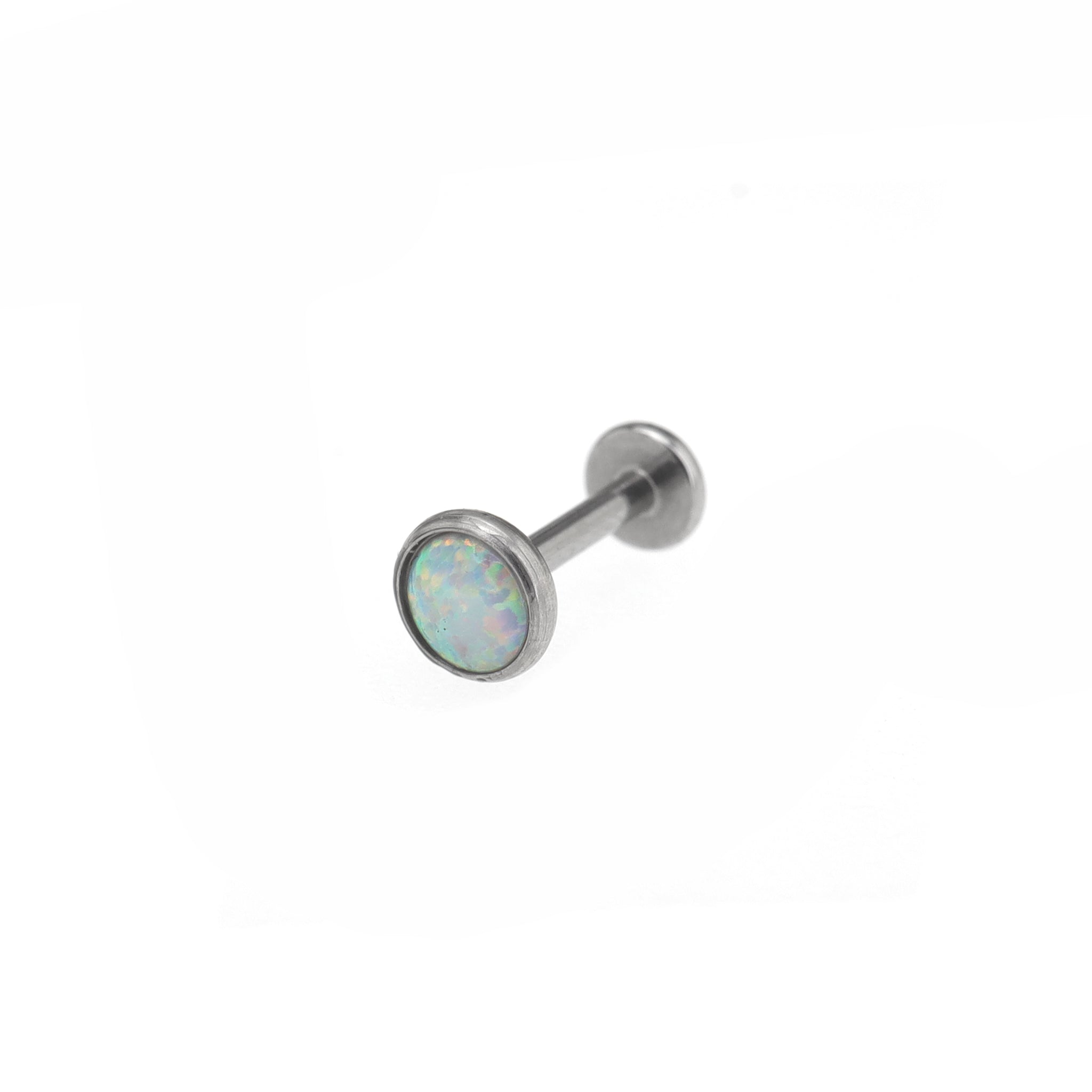 Opal Internal Thread Flat Back Stainless Steel Labret Stud