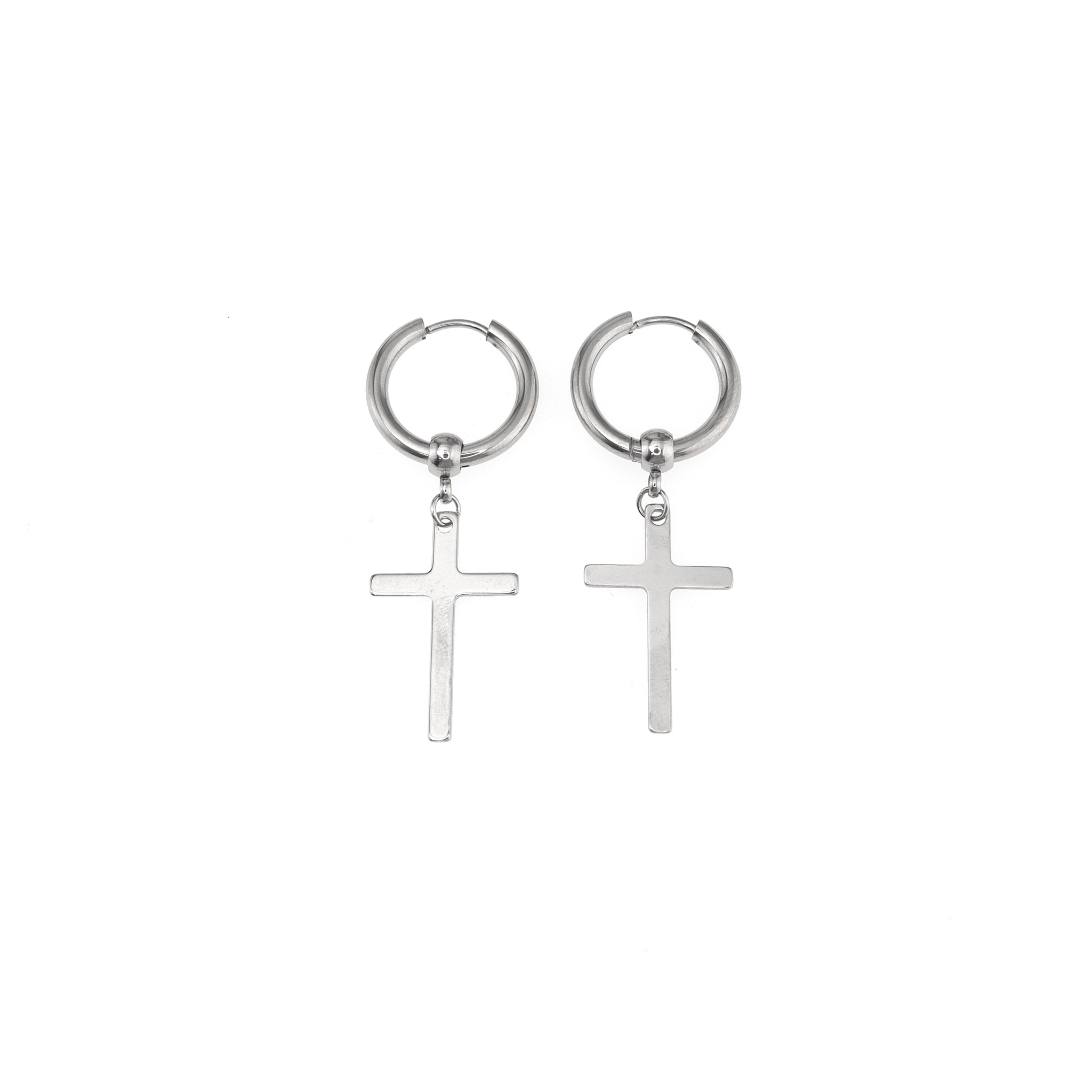 Minimalist Cross Pendant Stainless Steel Earrings