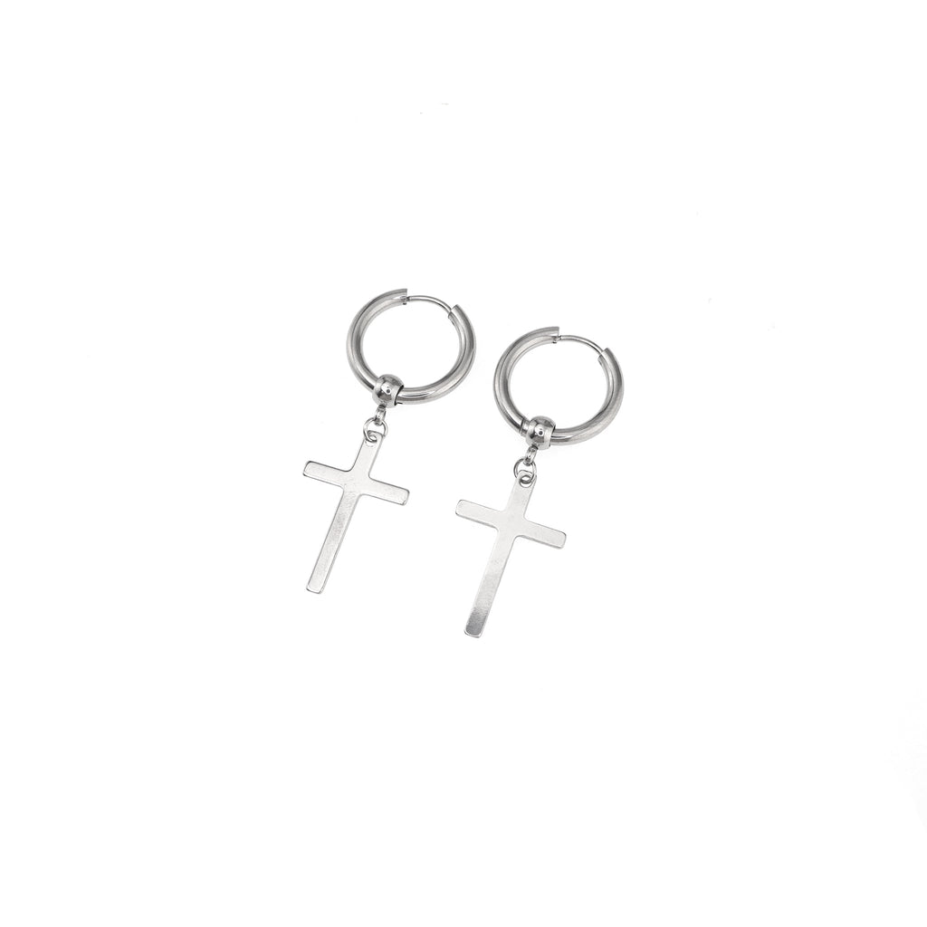 Minimalist Cross Pendant Stainless Steel Earrings