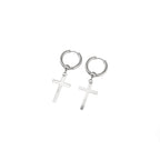 Minimalist Cross Pendant Stainless Steel Earrings