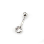 Double Gem CZ S925 Sterling Silver Belly Ring