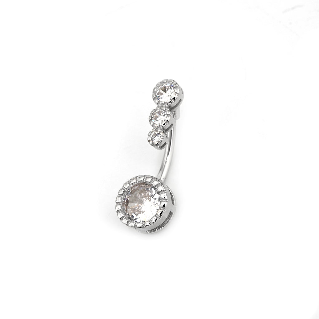 Four CZ S925 Sterling Silver Belly Ring