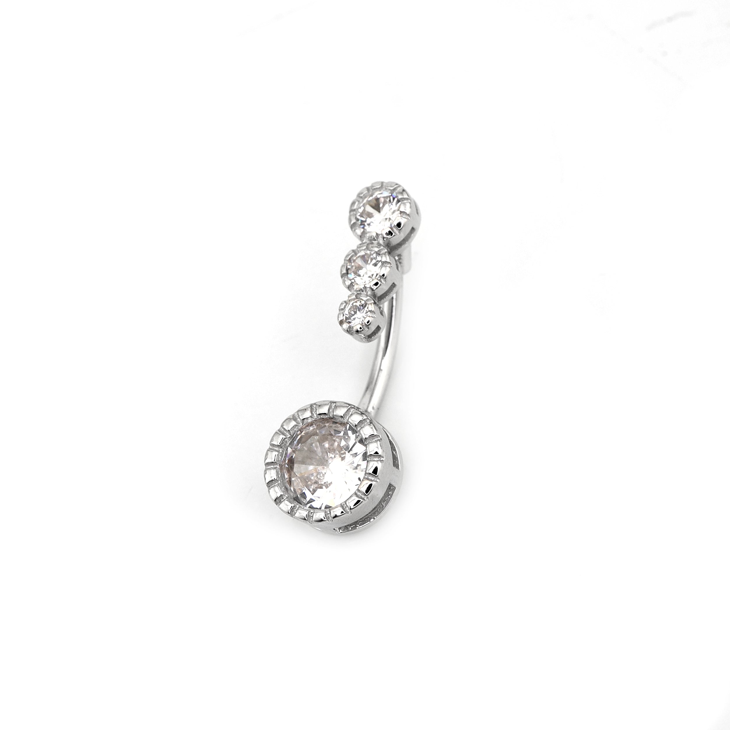 Four CZ S925 Sterling Silver Belly Ring