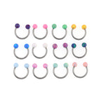 Externally Threaded Opal Titanium Horseshoe Ring