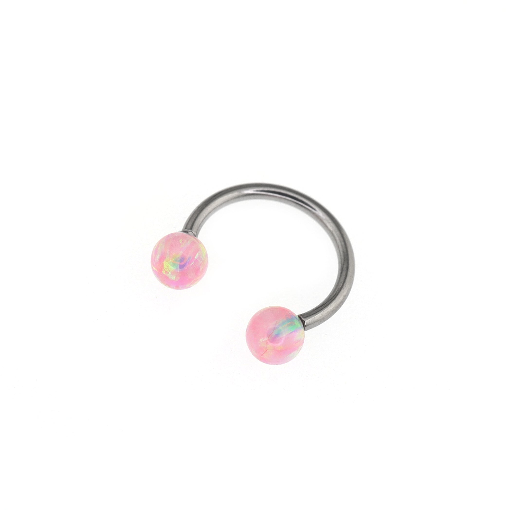 Externally Threaded Opal Titanium Horseshoe Ring