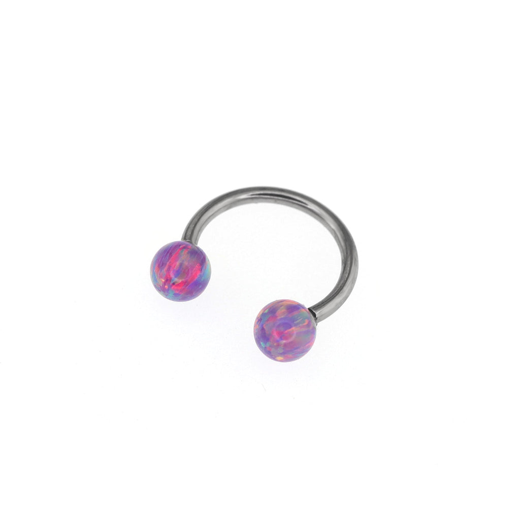 Opal Internally threaded Titanium  Horseshoe Ring