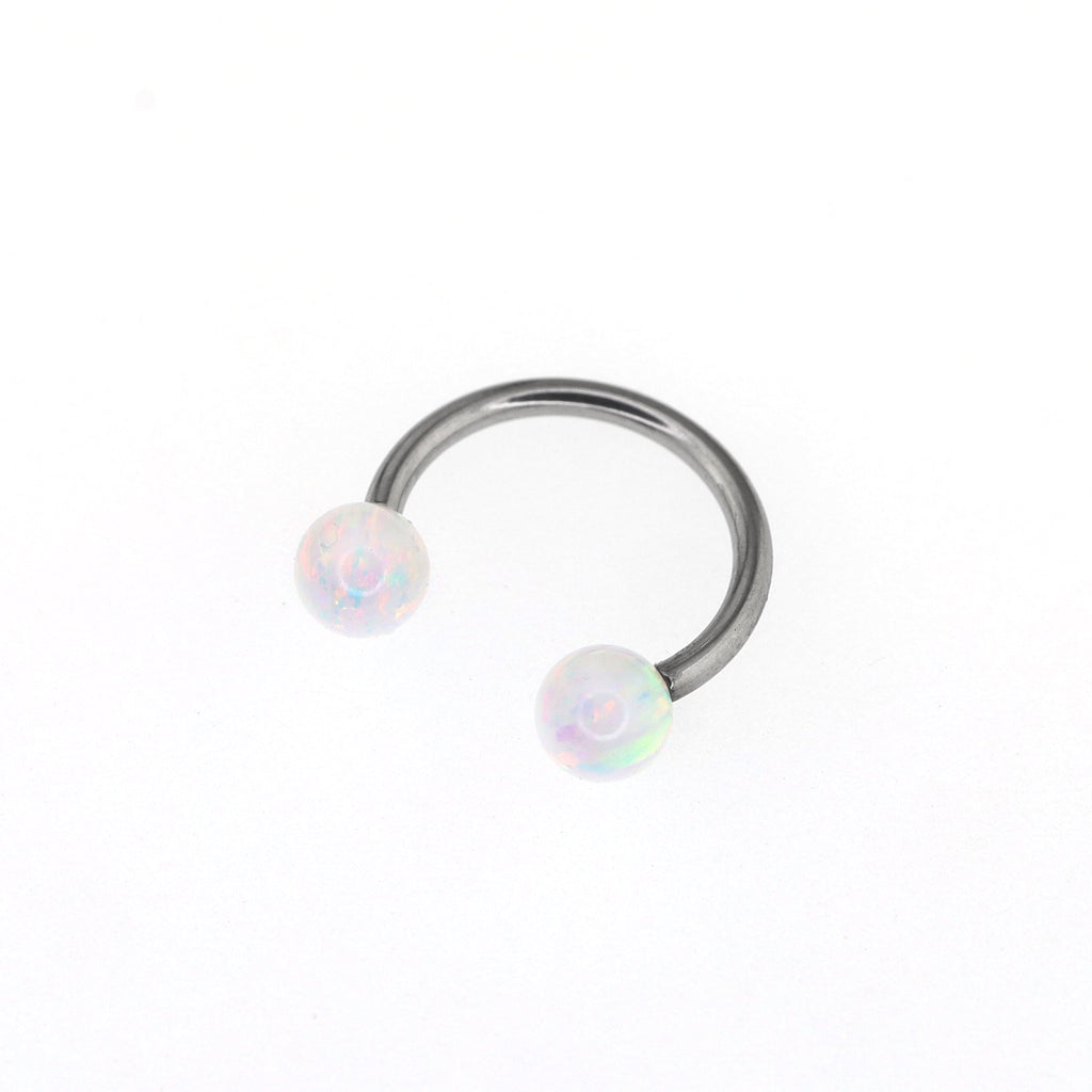 Opal Internally threaded Titanium  Horseshoe Ring