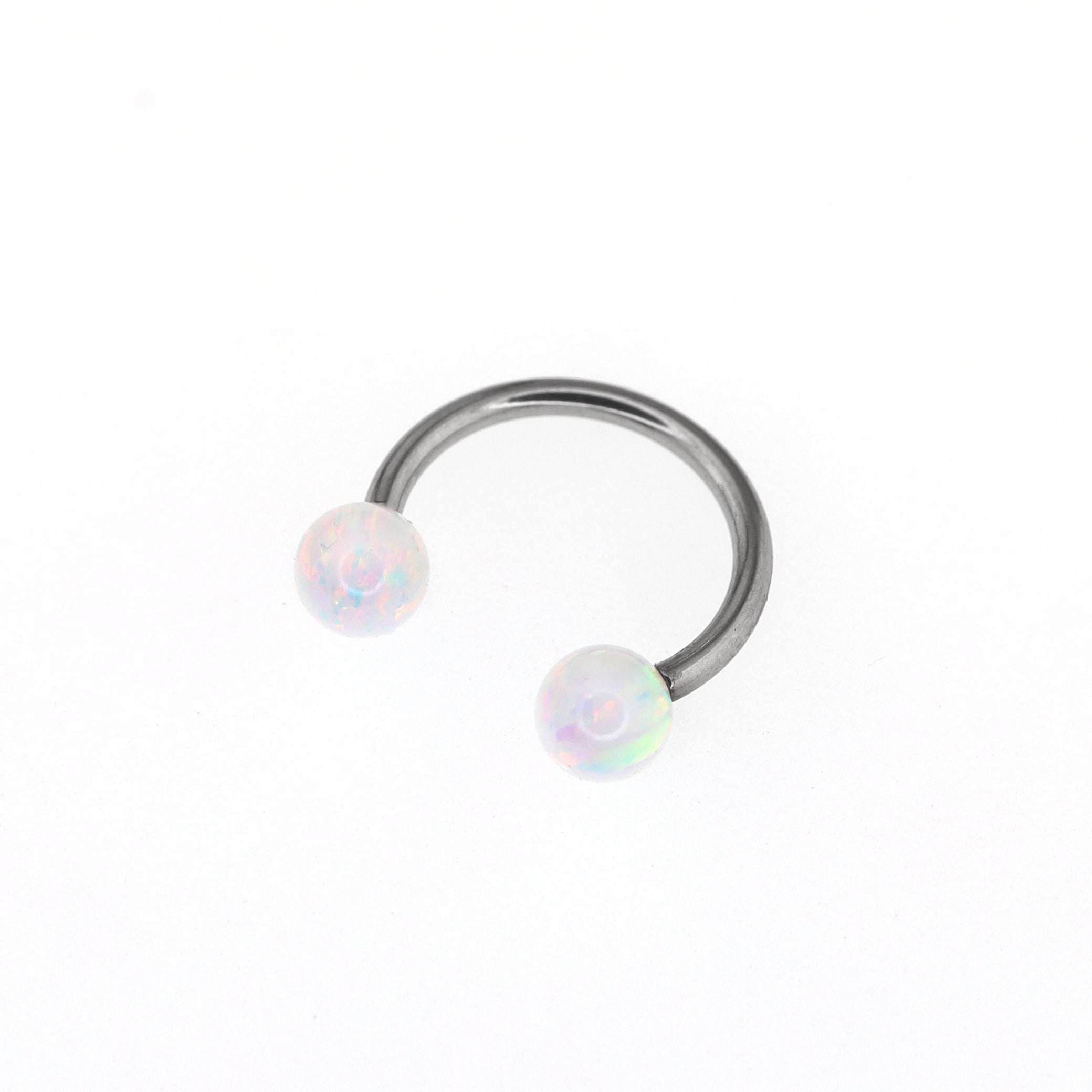 Opal Internally threaded Titanium  Horseshoe Ring
