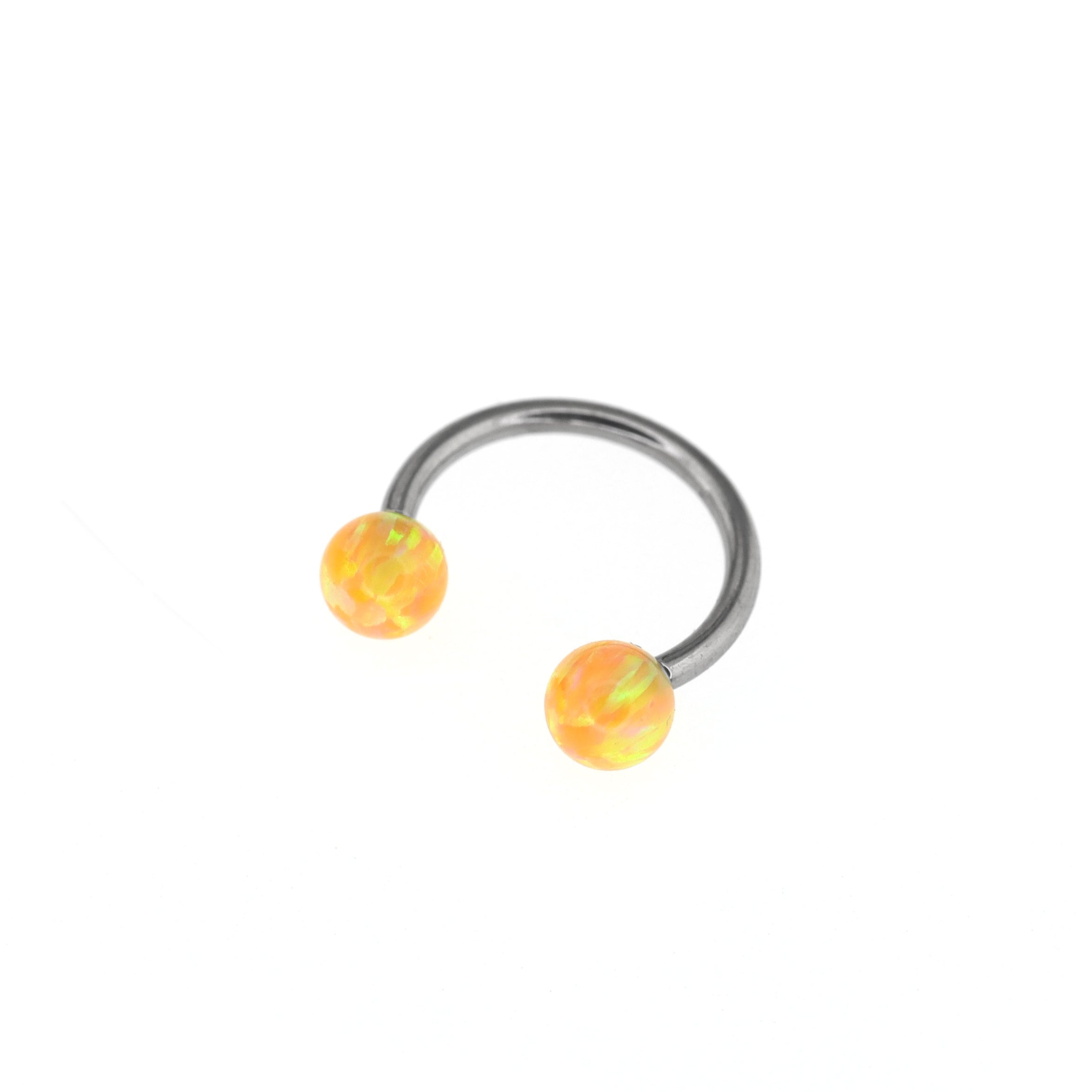 Opal Internally threaded Titanium  Horseshoe Ring