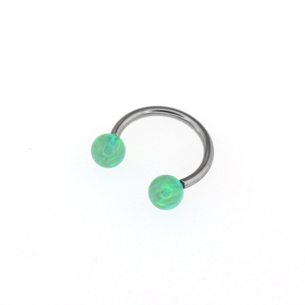 Opal Internally threaded Titanium  Horseshoe Ring