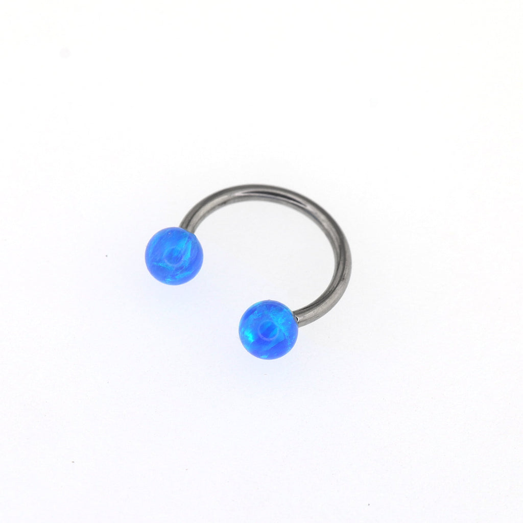 Opal Internally threaded Titanium  Horseshoe Ring