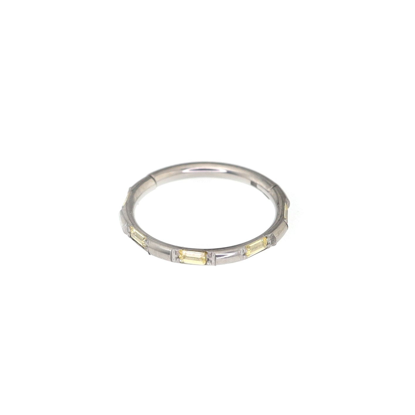 Side Set Baguette CZ Titanium Segment Ring