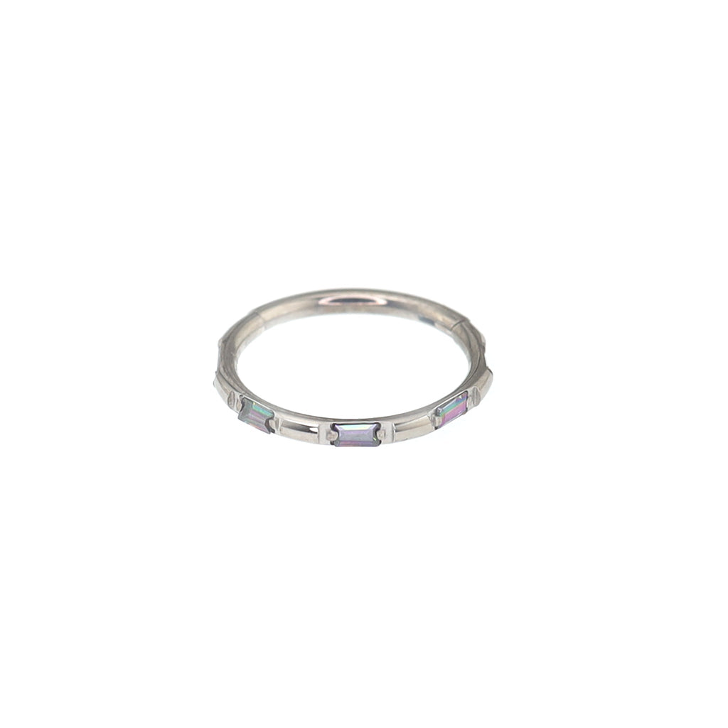 Side Set Baguette CZ Titanium Segment Ring