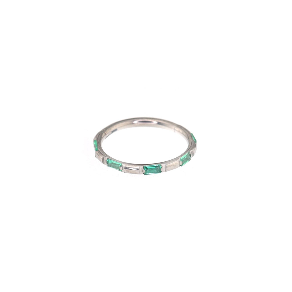 Side Set Baguette CZ Titanium Segment Ring