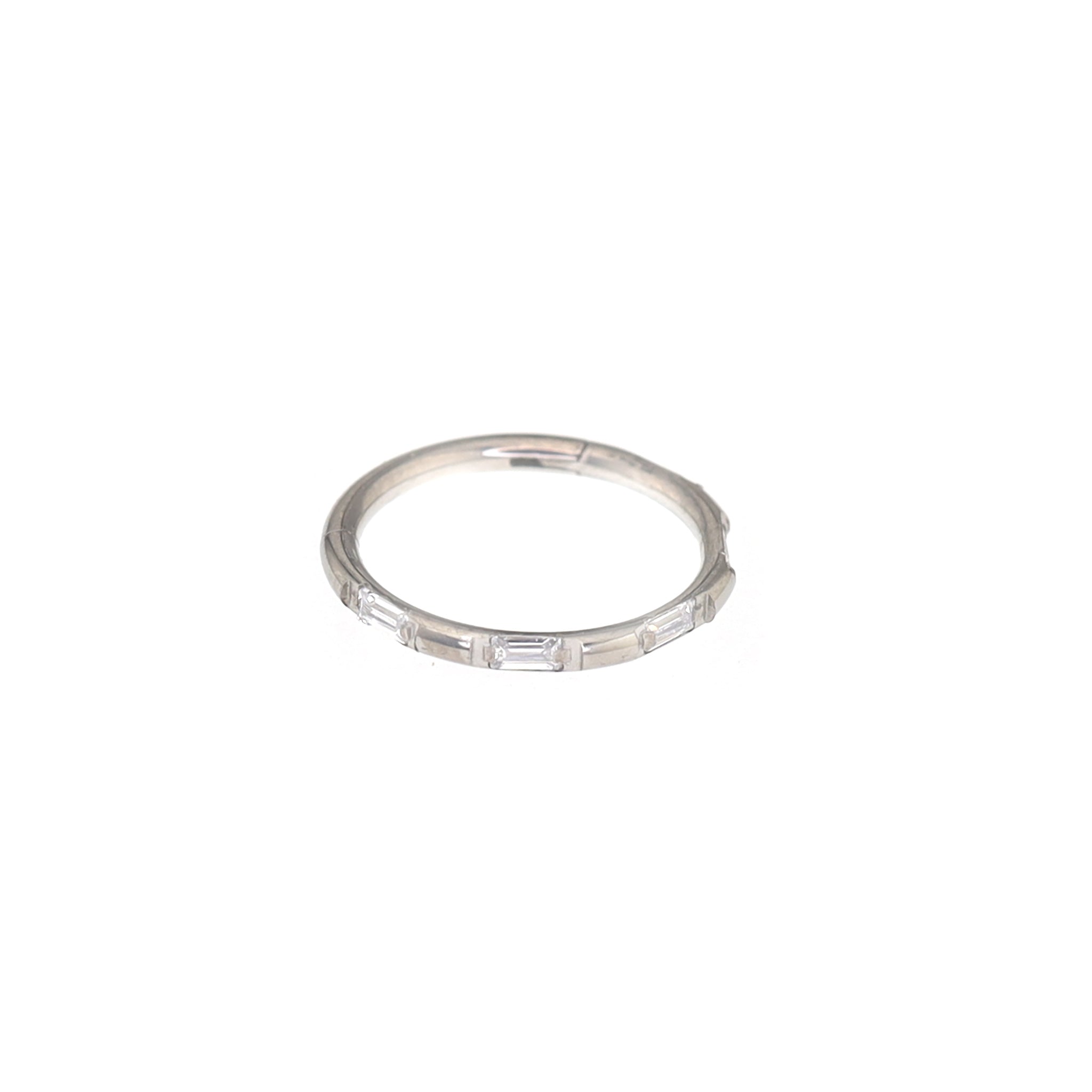 Side Set Baguette CZ Titanium Segment Ring