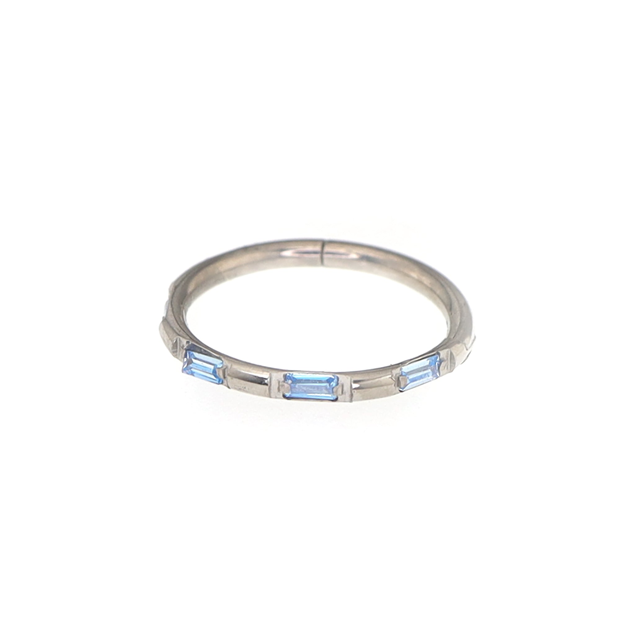 Side Set Baguette CZ Titanium Segment Ring
