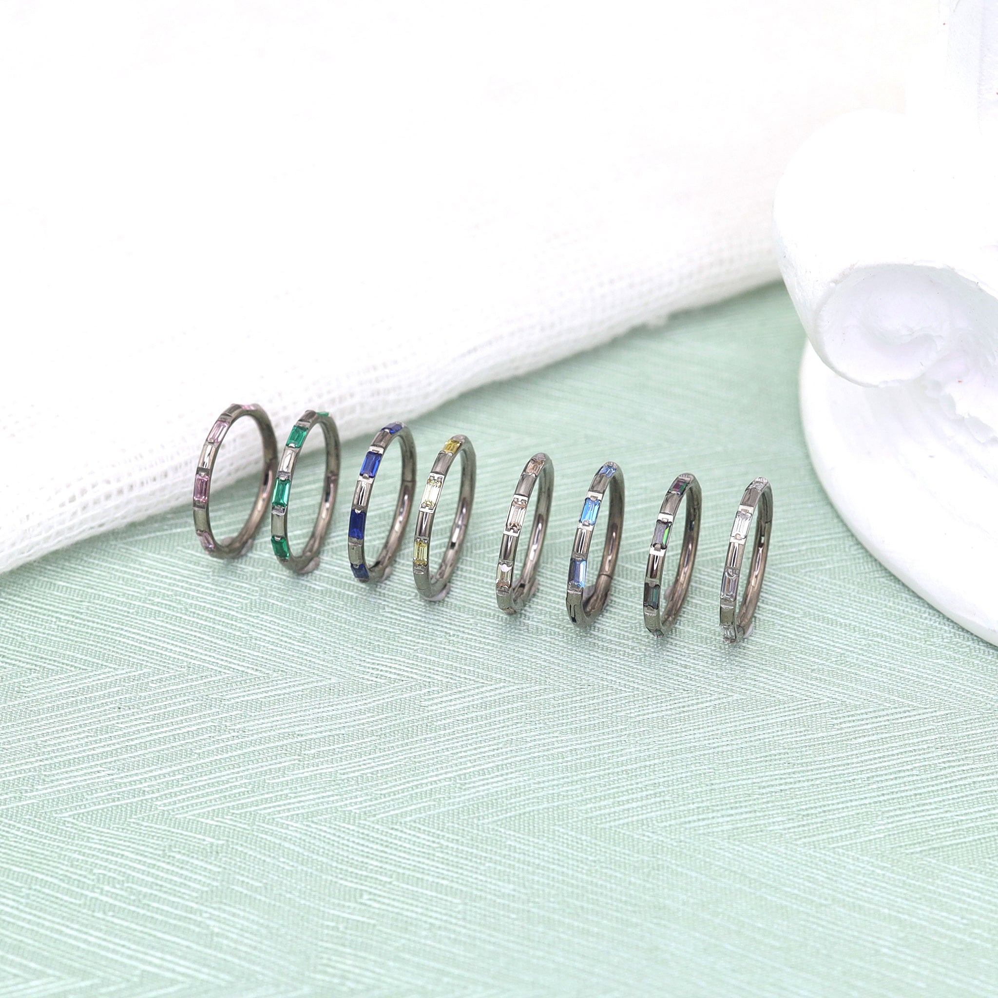 Side Set Baguette CZ Titanium Segment Ring