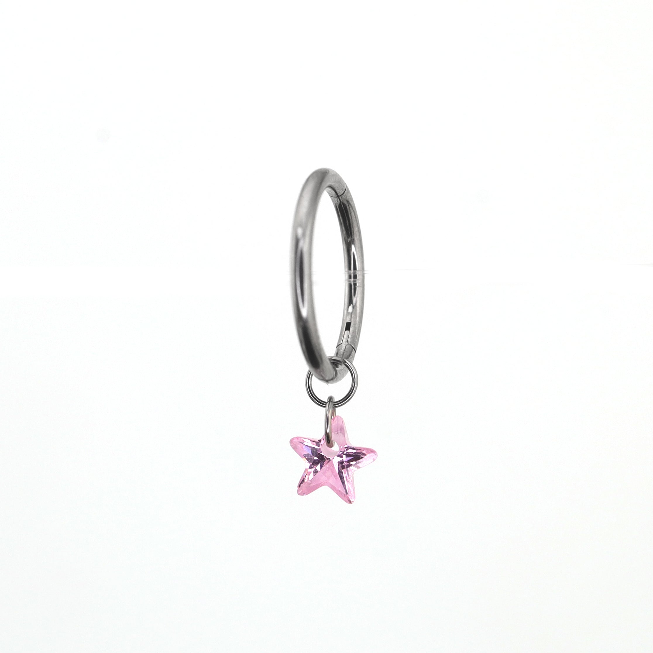 Star Rainbow CZ Pendant Titanium Segment Hoop