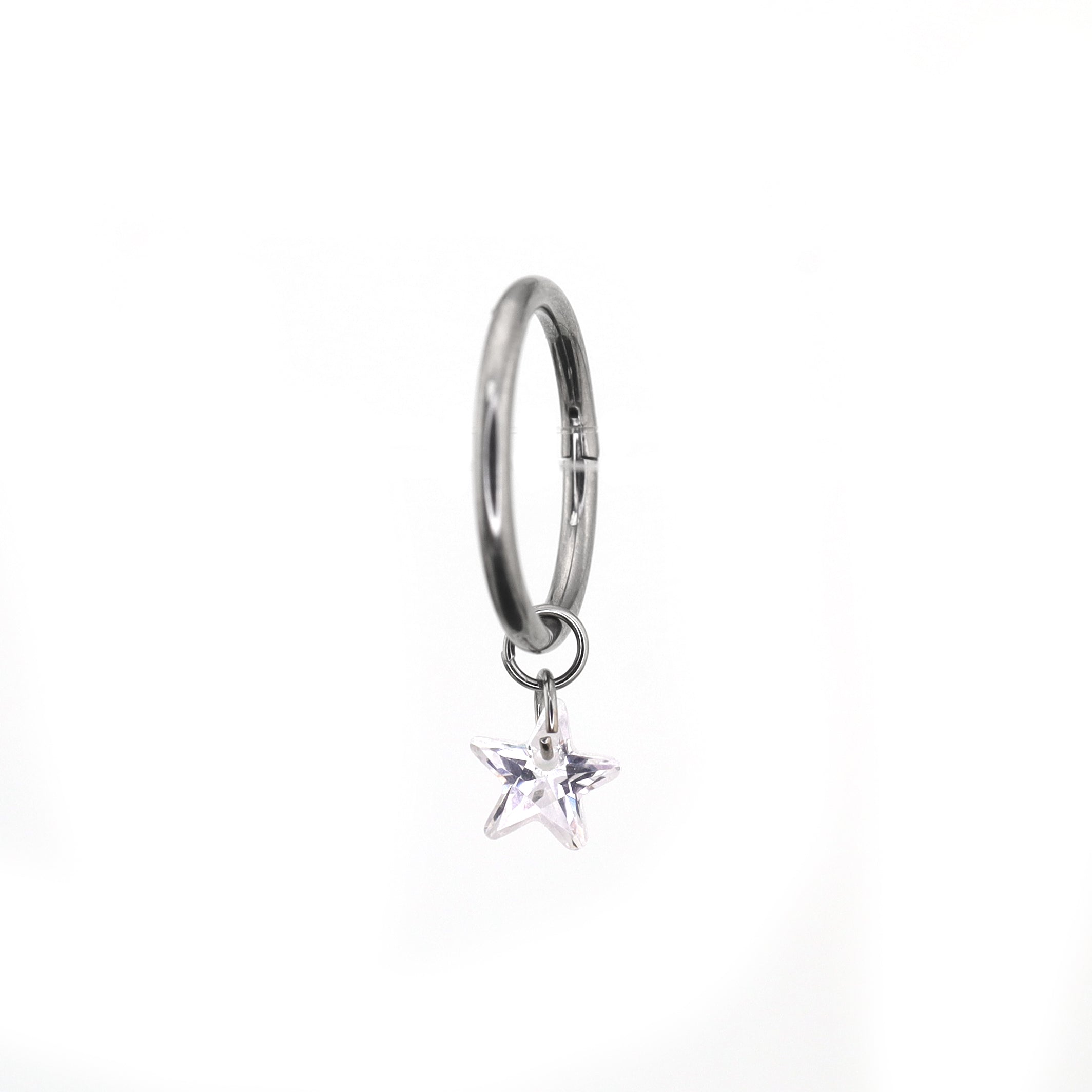Star Rainbow CZ Pendant Titanium Segment Hoop